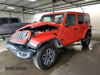 2025 Jeep Wrangler Sahara with VIN 1C4PJXEN4SW556319, listed as a Copart auction lot 86338745 with 17,780 mi miles and Clean title. Bid and sale history available at DreamBid. Image 1.