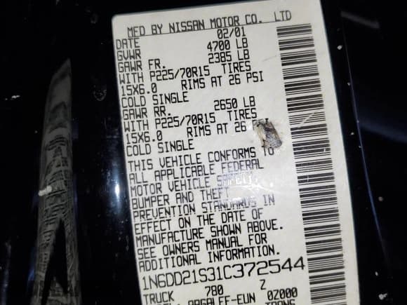 ✅ 2001 Nissan Frontier XE • VIN: 1N6DD21S31C372544 • Lot: 50436405. Listed on Copart with 222,718 mi. Free auction sales archive from the USA and detailed vehicle history report at DreamBid. Image 12.