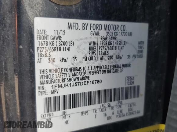 ✅ 2013 Ford Expedition Max XLT • VIN: 1FMJK1J57DEF16780 • Лот: 68306175. Опубликован ранее на Copart с пробегом 246 471 миль. Бесплатный доступ к архиву аукционных продаж из США и подробный отчёт об истории автомобиля на DreamBid. Изображение 13.