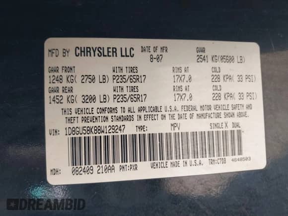 2008 Dodge Nitro SLT с VIN 1D8GU58K88W129247, выставлен на аукционе IAAI как лот 42782491 с пробегом 127 055 миль миль и . История ставок и продаж доступна на DreamBid. Изображение 9.