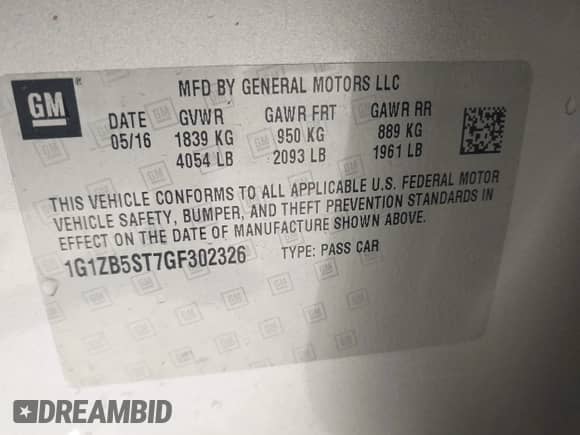 2016 Chevrolet Malibu LS z VIN 1G1ZB5ST7GF302326, wystawiony jako IAAI lot #43443175 z przebiegiem 248 647 mil mil oraz . Historia ofert i sprzedaży dostępna na DreamBid. Obrazek 9.