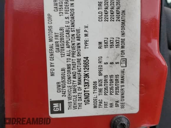 2003 Chevrolet Blazer LS z VIN 1GNDT13X73K126654, wystawiony jako Copart lot #49087644 z przebiegiem Nie podano mil oraz Nie do naprawy • Non repairable. Historia ofert i sprzedaży dostępna na DreamBid. Obrazek 13.