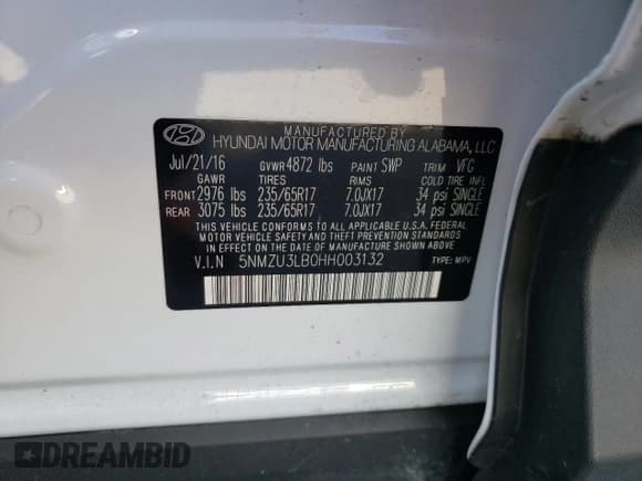 ✅ 2017 Hyundai Santa Fe 2.4L • VIN: 5NMZU3LB0HH003132 • Лот: 66433124. Опубликован ранее на Copart с пробегом 79 923 миль. Бесплатный доступ к архиву аукционных продаж из США и подробный отчёт об истории автомобиля на DreamBid. Изображение 13.