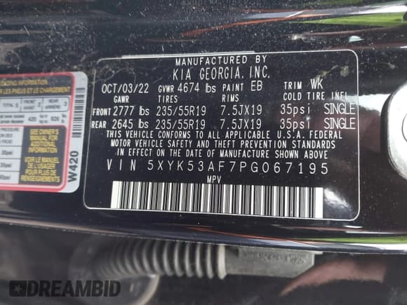 ✅ 2023 Kia Sportage SX-Prestige • VIN: 5XYK53AF7PG067195 • Lot: 42016292. Listed on IAAI with 68,029 mi. Free auction sales archive from the USA and detailed vehicle history report at DreamBid. Image 9.