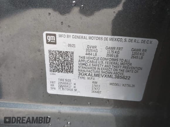 ✅ 2021 GMC Terrain SLE • VIN: 3GKALMEVXML385622 • Lot: 42199711. Wystawiony na IAAI z przebiegiem 35 479 mil. Bezpłatny archiwum sprzedaży aukcyjnych z USA i szczegółowy raport historii pojazdu na DreamBid. Zdjęcie 9.