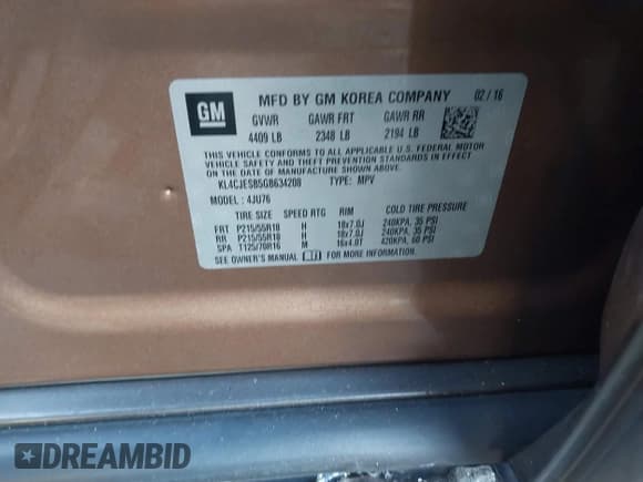 ✅ 2016 Buick Encore • VIN: KL4CJESB5GB634208 • Lot: 43660942. Wystawiony na IAAI z przebiegiem 78 273 mil. Bezpłatny archiwum sprzedaży aukcyjnych z USA i szczegółowy raport historii pojazdu na DreamBid. Zdjęcie 9.