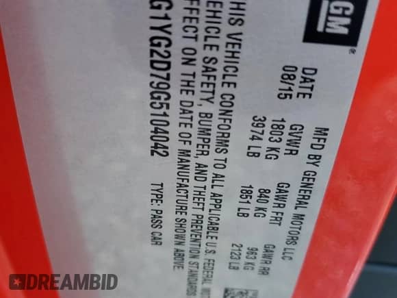 2016 Chevrolet Corvette Z51 1LT z VIN 1G1YG2D79G5104042, wystawiony jako Copart lot #67109595 z przebiegiem 71 972 mil mil oraz Szkoda całkowita • Salvage title. Historia ofert i sprzedaży dostępna na DreamBid. Obrazek 12.