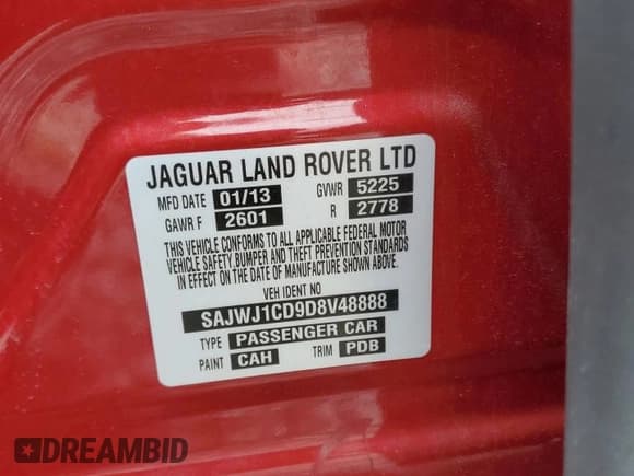 ✅ 2013 Jaguar XJ • VIN: SAJWJ1CD9D8V48888 • Lot: 62272685. Wystawiony na Copart z przebiegiem 166 533 mil. Bezpłatny archiwum sprzedaży aukcyjnych z USA i szczegółowy raport historii pojazdu na DreamBid. Zdjęcie 12.