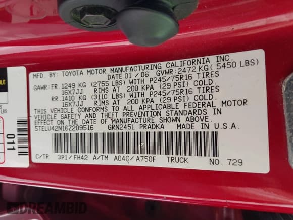 ✅ 2006 Toyota Tacoma • VIN: 5TELU42N16Z209516 • Lot: 42532053. Listed on IAAI with 186,281 mi. Free auction sales archive from the USA and detailed vehicle history report at DreamBid. Image 9.