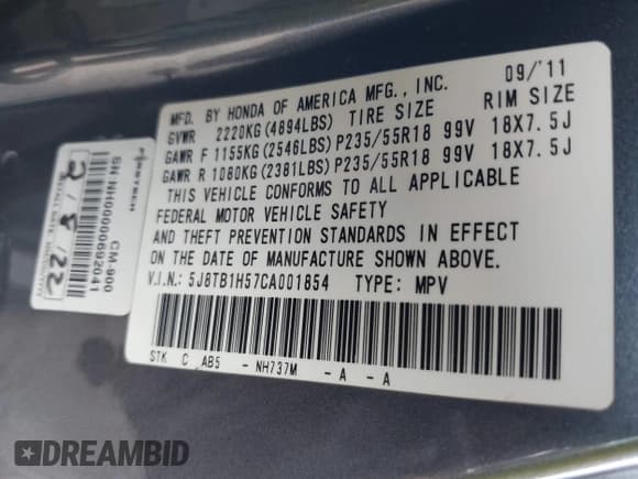 ✅ 2012 Acura RDX Technology • VIN: 5J8TB1H57CA001854 • Lot: 42741403. Wystawiony na IAAI z przebiegiem 169 834 mil. Bezpłatny archiwum sprzedaży aukcyjnych z USA i szczegółowy raport historii pojazdu na DreamBid. Zdjęcie 9.