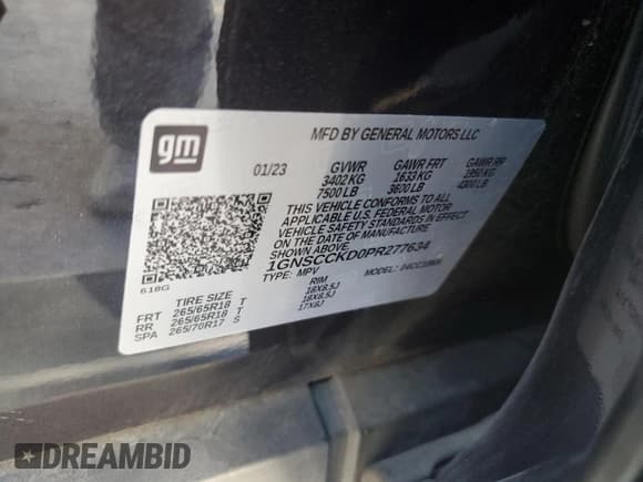 ✅ 2023 Chevrolet Suburban LT • VIN: 1GNSCCKD0PR277634 • Лот: 90836335. Опубликован ранее на Copart с пробегом 71 205 миль. Бесплатный доступ к архиву аукционных продаж из США и подробный отчёт об истории автомобиля на DreamBid. Изображение 13.