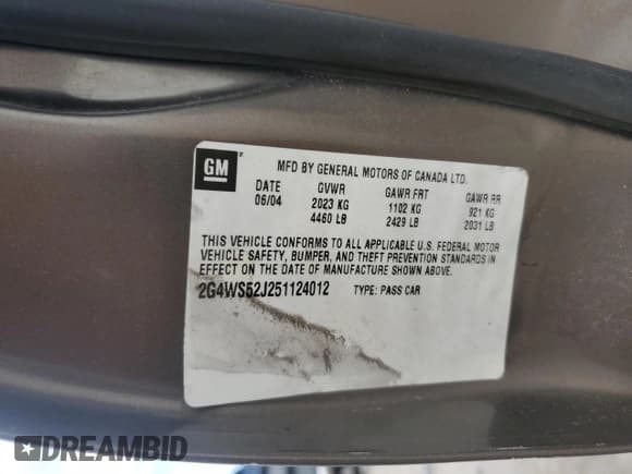 ✅ 2005 Buick Century Custom • VIN: 2G4WS52J251124012 • Lot: 60023155. Wystawiony na Copart z przebiegiem 125 764 mil. Bezpłatny archiwum sprzedaży aukcyjnych z USA i szczegółowy raport historii pojazdu na DreamBid. Zdjęcie 12.