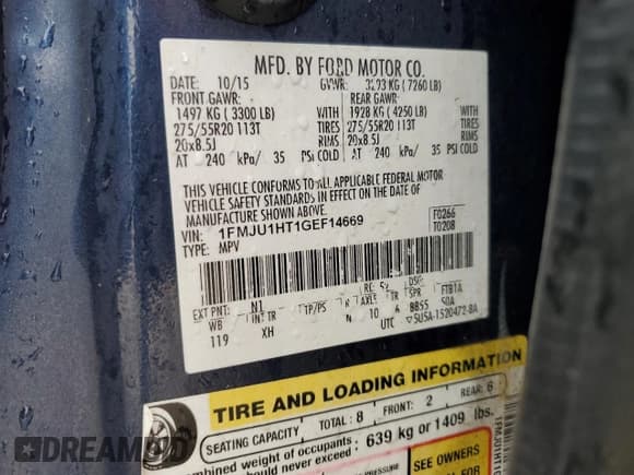 ✅ 2016 Ford Expedition XLT • VIN: 1FMJU1HT1GEF14669 • Lot: 43654625. Wystawiony na Copart z przebiegiem 118 366 mil. Bezpłatny archiwum sprzedaży aukcyjnych z USA i szczegółowy raport historii pojazdu na DreamBid. Zdjęcie 14.