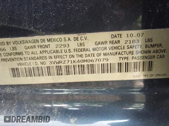 ✅ 2008 Volkswagen Jetta SE • VIN: 3VWRZ71K48M067079 • Lot: 42318489. Wystawiony na IAAI z przebiegiem 198 379 mil. Bezpłatny archiwum sprzedaży aukcyjnych z USA i szczegółowy raport historii pojazdu na DreamBid. Zdjęcie 9.