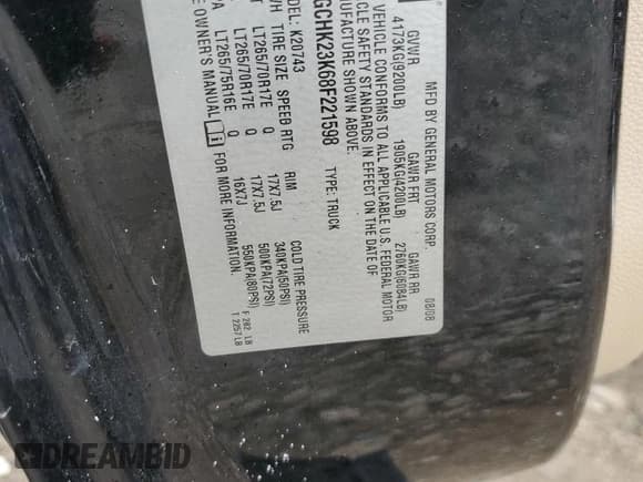 ✅ 2008 Chevrolet Silverado 2500HD Work Truck • VIN: 1GCHK23K68F221598 • Lot: 74924904. Wystawiony na Copart z przebiegiem Nie podano. Bezpłatny archiwum sprzedaży aukcyjnych z USA i szczegółowy raport historii pojazdu na DreamBid. Zdjęcie 13.