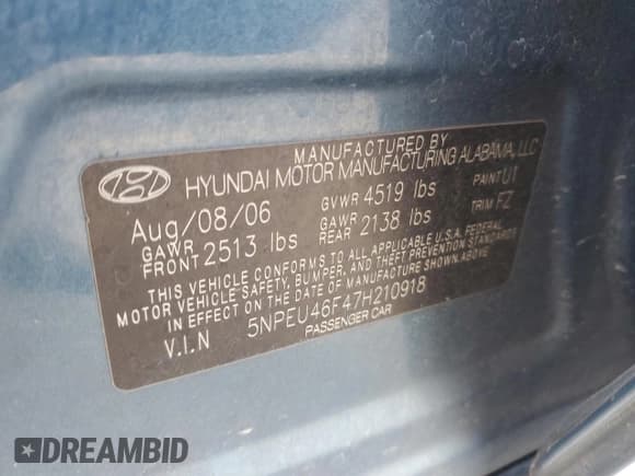 ✅ 2007 Hyundai Sonata SE • VIN: 5NPEU46F47H210918 • Лот: 76143804. Опубликован ранее на Copart с пробегом 236 562 миль. Бесплатный доступ к архиву аукционных продаж из США и подробный отчёт об истории автомобиля на DreamBid. Изображение 12.