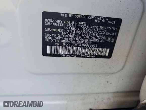 2018 Subaru Forester Touring z VIN JF2SJGWC9JH593863, wystawiony jako Copart lot #65283225 z przebiegiem 50 130 mil mil oraz Szkoda całkowita • Salvage title. Historia ofert i sprzedaży dostępna na DreamBid. Obrazek 13.