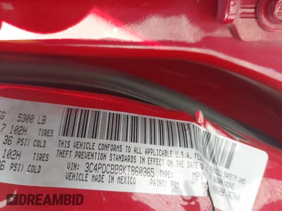 ✅ 2019 Dodge Journey SE • VIN: 3C4PDCBB8KT860365 • Lot: 43551091. Wystawiony na IAAI z przebiegiem 111 769 mil. Bezpłatny archiwum sprzedaży aukcyjnych z USA i szczegółowy raport historii pojazdu na DreamBid. Zdjęcie 9.