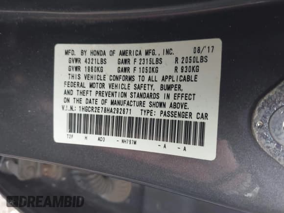 ✅ 2017 Honda Accord EX • VIN: 1HGCR2E78HA292671 • Lot: 42407028. Wystawiony na IAAI z przebiegiem 73 349 mil. Bezpłatny archiwum sprzedaży aukcyjnych z USA i szczegółowy raport historii pojazdu na DreamBid. Zdjęcie 9.