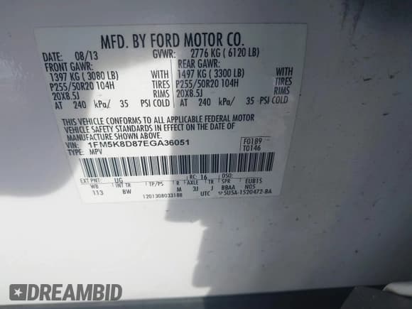 ✅ 2014 Ford Explorer XLT • VIN: 1FM5K8D87EGA36051 • Lot: 41373623. Listed on IAAI with 100,000 mi. Free auction sales archive from the USA and detailed vehicle history report at DreamBid. Image 9.