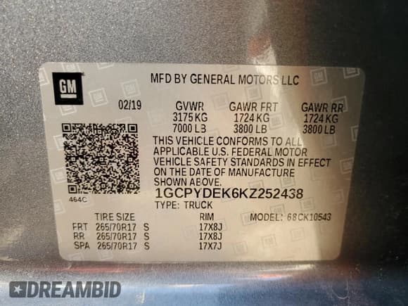✅ 2019 Chevrolet Silverado 1500 LT • VIN: 1GCPYDEK6KZ252438 • Lot: 55755495. Wystawiony na Copart z przebiegiem 108 023 mil. Bezpłatny archiwum sprzedaży aukcyjnych z USA i szczegółowy raport historii pojazdu na DreamBid. Zdjęcie 13.