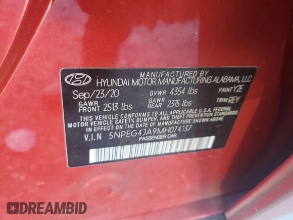 ✅ 2021 Hyundai Sonata SE • VIN: 5NPEG4JA9MH074137 • Lot: 82711865. Wystawiony na Copart z przebiegiem 105 532 mil. Bezpłatny archiwum sprzedaży aukcyjnych z USA i szczegółowy raport historii pojazdu na DreamBid. Zdjęcie 12.