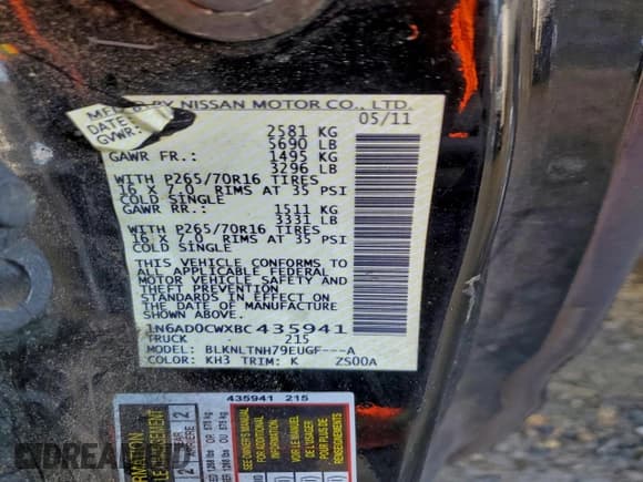 ✅ 2011 Nissan Frontier SV • VIN: 1N6AD0CWXBC435941 • Lot: 94149715. Listed on Copart with 166,916 mi. Free auction sales archive from the USA and detailed vehicle history report at DreamBid. Image 12.