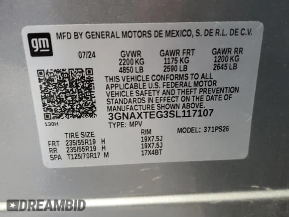 ✅ 2025 Chevrolet Equinox AWD RS • VIN: 3GNAXTEG3SL117107 • Lot: 66610825. Wystawiony na Copart z przebiegiem 16 946 mil. Bezpłatny archiwum sprzedaży aukcyjnych z USA i szczegółowy raport historii pojazdu na DreamBid. Zdjęcie 13.