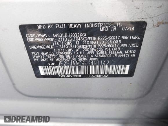 ✅ 2015 Subaru Forester 2.5i • VIN: JF2SJAAC9FG491142 • Lot: 42956728. Wystawiony na IAAI z przebiegiem 79 471 mil. Bezpłatny archiwum sprzedaży aukcyjnych z USA i szczegółowy raport historii pojazdu na DreamBid. Zdjęcie 9.