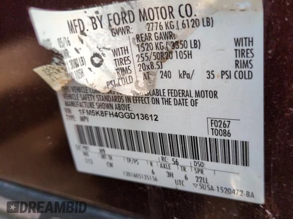 ✅ 2016 Ford Explorer Limited • VIN: 1FM5K8FH4GGD13612 • Лот: 68536265. Опубликован ранее на Copart с пробегом 131 187 миль. Бесплатный доступ к архиву аукционных продаж из США и подробный отчёт об истории автомобиля на DreamBid. Изображение 12.