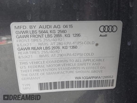 ✅ 2015 Audi SQ5 Premium Plus • VIN: WA1CGAFP9FA126552 • Lot: 42772140. Listed on IAAI with 104,735 mi. Free auction sales archive from the USA and detailed vehicle history report at DreamBid. Image 9.