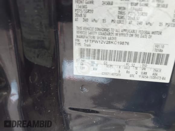 ✅ 2008 Ford F-150 XLT • VIN: 1FTPW12V28KC19876 • Lot: 41877096. Listed on IAAI with 216,515 mi. Free auction sales archive from the USA and detailed vehicle history report at DreamBid. Image 9.