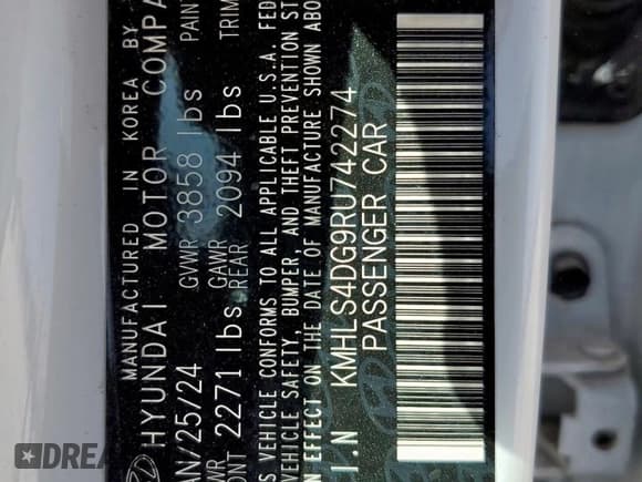 ✅ 2024 Hyundai Elantra SEL • VIN: KMHLS4DG9RU742274 • Lot: 66898565. Listed on Copart with 31,596 mi. Free auction sales archive from the USA and detailed vehicle history report at DreamBid. Image 13.