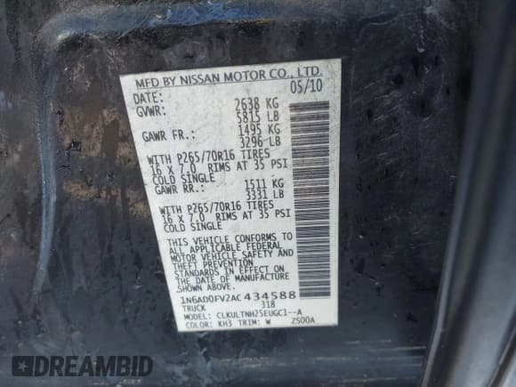 ✅ 2010 Nissan Frontier SE • VIN: 1N6AD0FV2AC434588 • Lot: 41397430. Listed on IAAI with 219,198 mi. Free auction sales archive from the USA and detailed vehicle history report at DreamBid. Image 9.