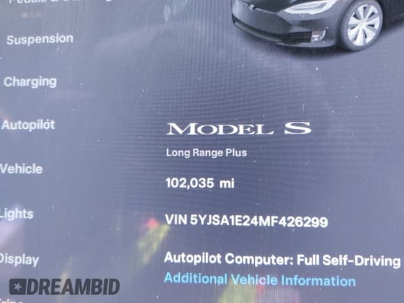 ✅ 2021 Tesla Model S Long Range Plus • VIN: 5YJSA1E24MF426299 • Lot: 41673498. Wystawiony na IAAI z przebiegiem 102 035 mil. Bezpłatny archiwum sprzedaży aukcyjnych z USA i szczegółowy raport historii pojazdu na DreamBid. Zdjęcie 15.