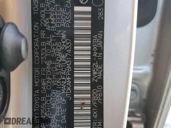 2021 Toyota Prius LE z VIN JTDKAMFP6M3174337, wystawiony jako Copart lot #81413265 z przebiegiem 142 475 mil mil oraz Szkoda całkowita • Salvage title. Historia ofert i sprzedaży dostępna na DreamBid. Obrazek 13.