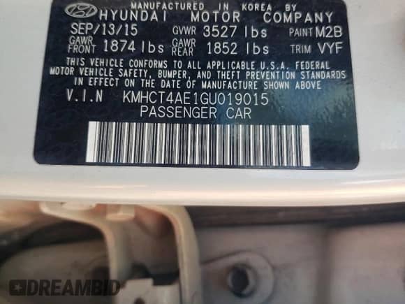 2016 Hyundai Accent SE с VIN KMHCT4AE1GU019015, выставлен на аукционе Copart как лот 44672682 с пробегом 86 210 миль миль и . История ставок и продаж доступна на DreamBid. Изображение 10.