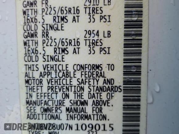✅ 2007 Nissan Quest S • VIN: 5N1BV28U07N109015 • Lot: 71560994. Wystawiony na Copart z przebiegiem 181 942 mil. Bezpłatny archiwum sprzedaży aukcyjnych z USA i szczegółowy raport historii pojazdu na DreamBid. Zdjęcie 14.