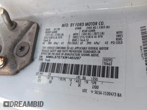 ✅ 2021 Ford Transit Connect XL • VIN: NM0LS7E7XM1483287 • Lot: 41081795. Listed on IAAI with 124,101 mi. Free auction sales archive from the USA and detailed vehicle history report at DreamBid. Image 8.