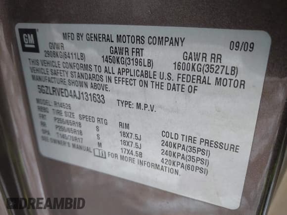 ✅ 2010 Saturn Outlook • VIN: 5GZLRVED4AJ131633 • Lot: 41597791. Wystawiony na IAAI z przebiegiem 240 940 mil. Bezpłatny archiwum sprzedaży aukcyjnych z USA i szczegółowy raport historii pojazdu na DreamBid. Zdjęcie 9.