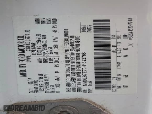 ✅ 2017 Ford Transit Connect XL • VIN: NM0LS7E73H1322768 • Lot: 95149985. Listed on Copart with 157,893 mi. Free auction sales archive from the USA and detailed vehicle history report at DreamBid. Image 13.