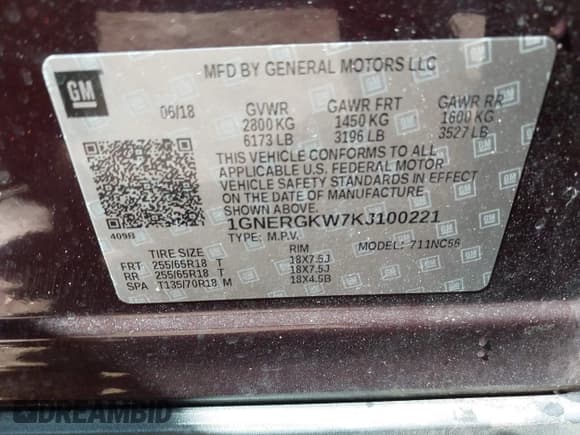 ✅ 2019 Chevrolet Traverse LT Cloth • VIN: 1GNERGKW7KJ100221 • Lot: 43376833. Wystawiony na IAAI z przebiegiem 91 310 mil. Bezpłatny archiwum sprzedaży aukcyjnych z USA i szczegółowy raport historii pojazdu na DreamBid. Zdjęcie 9.