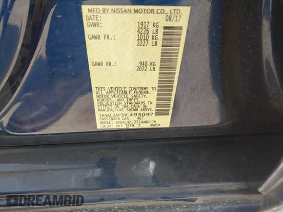 ✅ 2017 Nissan Altima S • VIN: 1N4AL3AP3HC493097 • Lot: 42718706. Wystawiony na IAAI z przebiegiem 101 175 mil. Bezpłatny archiwum sprzedaży aukcyjnych z USA i szczegółowy raport historii pojazdu na DreamBid. Zdjęcie 9.