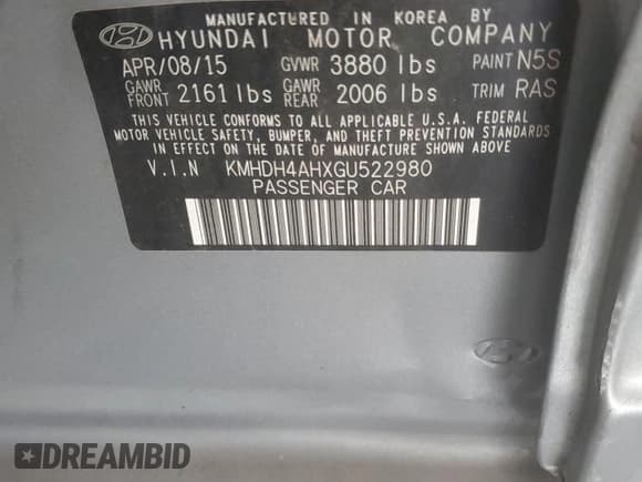 ✅ 2016 Hyundai Elantra Sport • VIN: KMHDH4AHXGU522980 • Lot: 70684335. Listed on Copart with 117,963 mi. Free auction sales archive from the USA and detailed vehicle history report at DreamBid. Image 12.