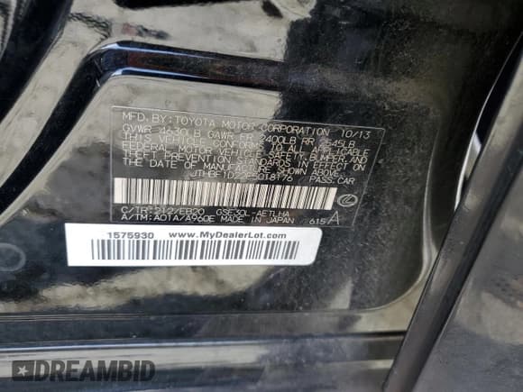 ✅ 2014 Lexus IS 250 • VIN: JTHBF1D22E5018176 • Lot: 54751925. Listed on Copart with 114,490 mi. Free auction sales archive from the USA and detailed vehicle history report at DreamBid. Image 12.