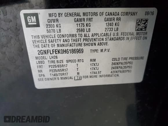 ✅ 2017 Chevrolet Equinox LT • VIN: 2GNFLFEK0H6186969 • Лот: 91767445. Опубликован ранее на Copart с пробегом Не указан. Бесплатный доступ к архиву аукционных продаж из США и подробный отчёт об истории автомобиля на DreamBid. Изображение 14.