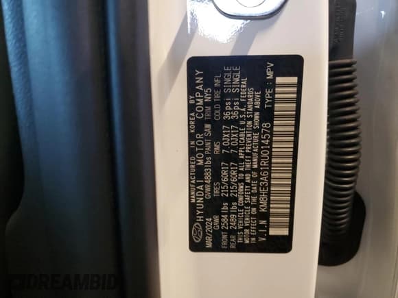 ✅ 2024 Hyundai Kona Limited • VIN: KM8HE3A61RU014578 • Лот: 85930944. Опубликован ранее на Copart с пробегом 1 796 миль. Бесплатный доступ к архиву аукционных продаж из США и подробный отчёт об истории автомобиля на DreamBid. Изображение 14.