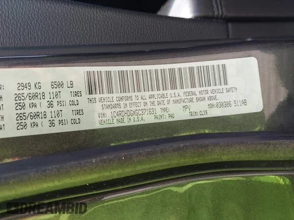 ✅ 2016 Dodge Durango Limited • VIN: 1C4RDHDGXGC371631 • Lot: 41904207. Listed on IAAI with 156,158 mi. Free auction sales archive from the USA and detailed vehicle history report at DreamBid. Image 9.