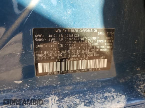 ✅ 2024 Subaru Crosstrek Wilderness • VIN: 4S4GUHT67R3756093 • Лот: 84942785. Опубликован ранее на Copart с пробегом 35 437 миль. Бесплатный доступ к архиву аукционных продаж из США и подробный отчёт об истории автомобиля на DreamBid. Изображение 13.