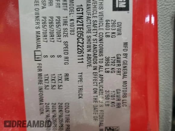 ✅ 2012 GMC Sierra 1500 Work Truck • VIN: 1GTN2TE05CZ226111 • Лот: 46685235. Опубликован ранее на Copart с пробегом 110 386 миль. Бесплатный доступ к архиву аукционных продаж из США и подробный отчёт об истории автомобиля на DreamBid. Изображение 12.